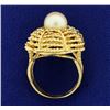 Image 3 : Pearl Designer Ring in 14k Gold
