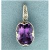 Image 1 : 6ct Amethyst and Diamond Pendant