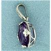 Image 3 : 6ct Amethyst and Diamond Pendant