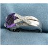 Image 2 : Amethyst and Diamond 14k White Gold Ring
