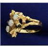 Image 2 : Tree or Natured Themed Opal Ring in 14k Gold