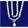 Image 2 : Natural Akoya Pearl and Diamond Necklace