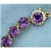 Image 2 : Amethyst and Diamond Bracelet in 14k Gold