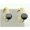Image 1 : Black Pearl Hoop Earrings in 14k Gold