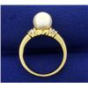 Image 3 : Akoya Pearl and Diamond Ring in 14k Gold