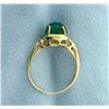 Image 3 : Large Cabochon Emerald and Diamond Ring in 14k Gold