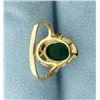 Image 4 : Large Cabochon Emerald and Diamond Ring in 14k Gold
