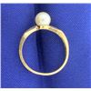 Image 3 : Solitaire Akoya Pearl Ring in 14k Gold