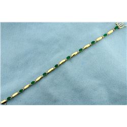 2 1/2ct TW Natural Emerald and Diamond Bracelet in 14k Gold