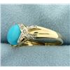 Image 2 : Persian Turquoise and Diamond Ring in 14k Gold