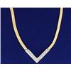 Image 1 : 1/2ct TW Diamond Herringbone Necklace in 14k White and Yellow Gold