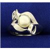 Image 1 : Akoya Pearl Designer Ring in 14k White Gold