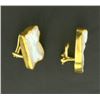 Image 2 : Signed Betsy Fuller Designer 18k Gold and Mother of Pearl Clip on Earrings