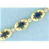 Image 2 : 4ct TW Sapphire and Diamond Bracelet in 14k Gold