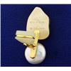 Image 5 : Signed Betsy Fuller Designer 18k Gold and Pearl Modernist Style Clip on Earrings