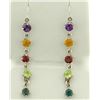 Image 1 : Long Rainbow Gemstone Dangle Earrings in 14K White Gold