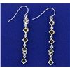 Image 2 : Long Rainbow Gemstone Dangle Earrings in 14K White Gold