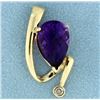 Image 1 : Amethyst and Diamond Pendant or Slide in 14K Yellow Gold