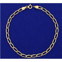 7 1/4 Inch Long Link Yellow Gold Bracelet