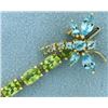 Image 3 : Peridot and Blue Topaz Dragonfly Bracelet in 14k Gold