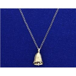 Diamond Bell Pendant with 14k White Gold Chain