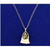 Image 2 : Diamond Bell Pendant with 14k White Gold Chain