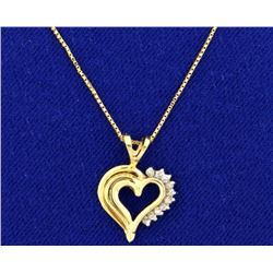 Diamond Heart Pendant on 14k Gold Chain