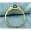 Image 3 : Heart Shaped Swiss Blue Topaz and Diamond Ring in 14K Yellow and White Gold