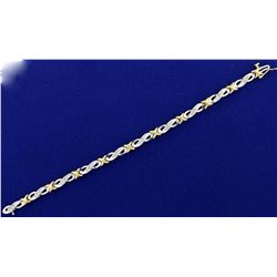 1/2ct TW  Diamond Tennis Bracelet in 10K White and Yellow Gold