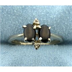 Vintage 1 ct TW Black Star Sapphire Ring in 14K White Gold