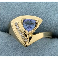 Tanzanite and Diamond Ring in 14K Yellow Gold