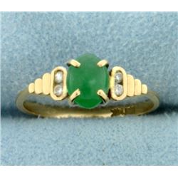 Natural Emerald and Diamond Ring in 14K Yellow Gold