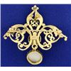 Image 2 : Antique Two Pearl Pendant or Pin in 14K Yellow Gold