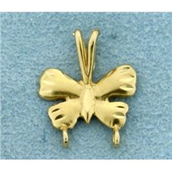 Butterfly Design Charm Holding Pendant in 14K Yellow Gold