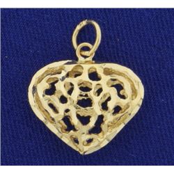 Modern Design Heart Pendant in 14K Yellow Gold