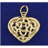 Image 1 : Modern Design Heart Pendant in 14K Yellow Gold