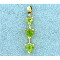 Heart Peridot and Diamond Pendant in 14K Yellow Gold