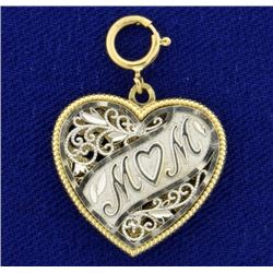 Heart Mom Pendant in 14K White and Yellow Gold