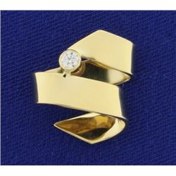 Unique Scroll Design Diamond Slide in 14K Yellow Gold