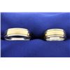 Image 1 : Men's and Woman's 14k Yellow and White Gold Wedding Band Ring Set