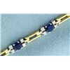 Image 2 : Heavy Sapphire and Diamond Bracelet in 18K Yellow and White Gold
