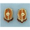 Image 3 : Unique Cameo Earrings in 14K Yellow and Rose Gold