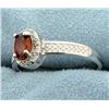 Image 2 : Garnet 0.5CT Ring with Diamonds in Sterling Silver