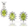 Image 1 : Peridot and Diamond Earring and Pendant Set in Sterling Silver