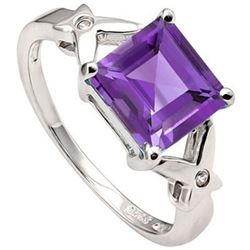 Princess Cut Amethyst Ring in Sterling Silver