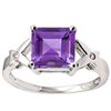 Image 2 : Princess Cut Amethyst Ring in Sterling Silver
