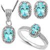 Image 1 : Sky Blue Topaz and Diamond Ring Earring and Necklace SET in Sterling Silver