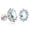 Image 1 : Aquamarine and Diamond Earrings in Sterling Silver