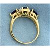 Image 3 : Blue Topaz, Amethyst, and Diamond Ring in 14K Yellow Gold