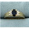 Image 1 : Natural Sapphire and Diamond ring in 14K Yellow Gold